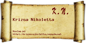 Krizsa Nikoletta névjegykártya